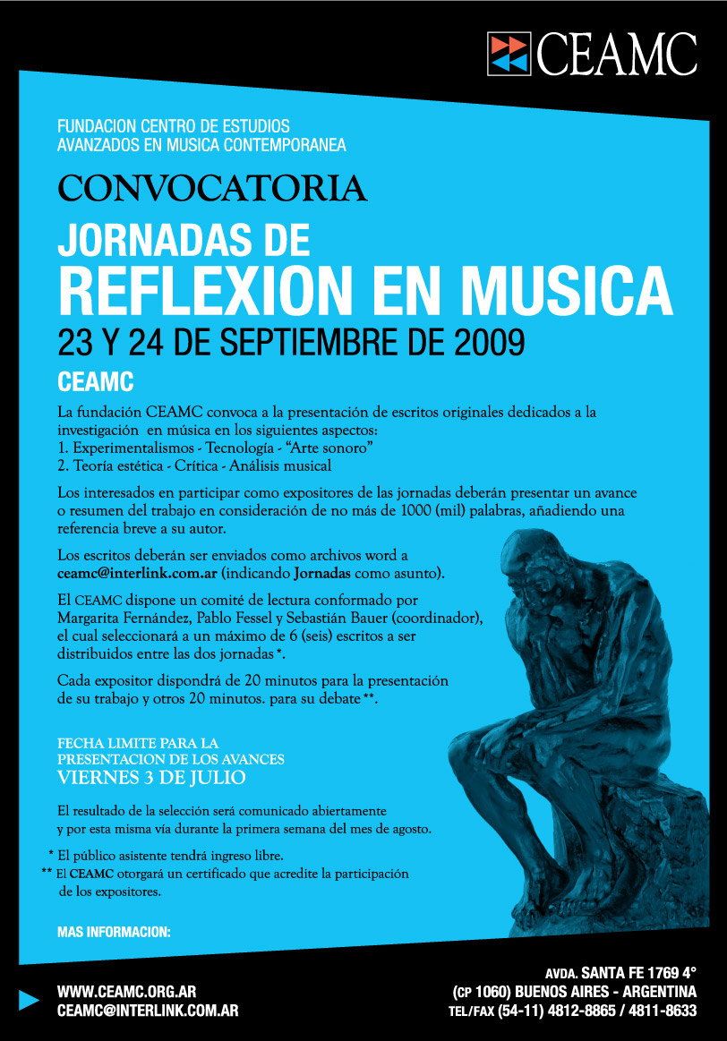Jornadas de REFLEXION EN MUSICA / Organiza CEAMC/ Bs.As.