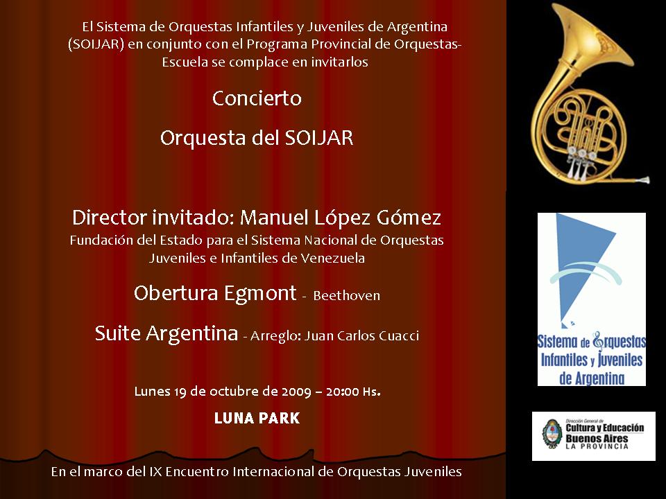 Orquesta del SOIJAR / Luna Park  / lunes 19 de oct. 20.00 hs.