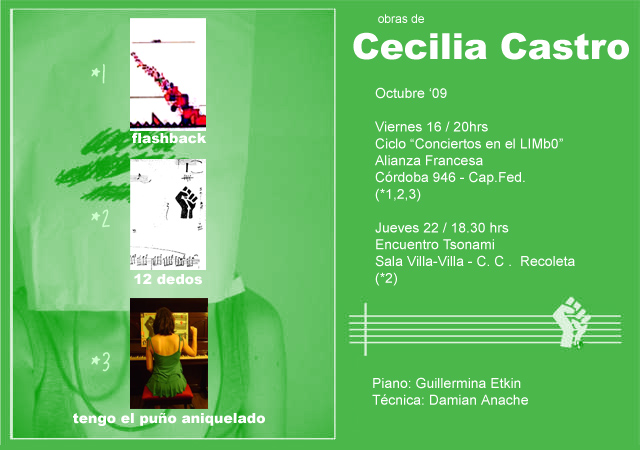 Obras de Cecilia Castro en el Ciclo de "Conciertos en el LIMbO" /Alianza Francesa. Buenos Aires