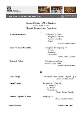 Museo Isaac Fernández Blanco-Concierto- Susana Castillo,Silvia Trachcel -Piano 4 Manos- Compositores Argentinos&#8207;