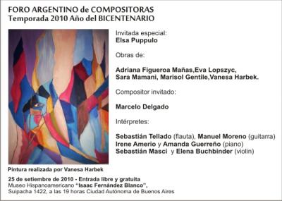 Temporada 2010 / Programación del Foro Argentino de Compositoras. Buenos Aires, Argentina