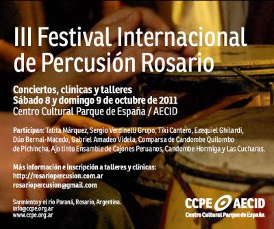 3° Festival de Percusión de Rosario - 8 y 9 de Octubre