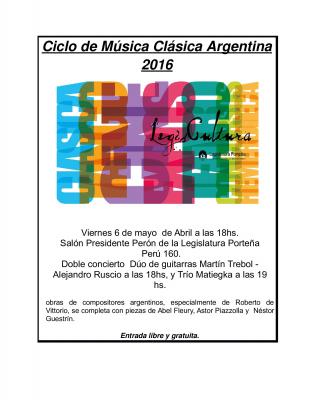 Ciclo de Música de cámara argentina 2016